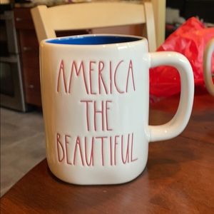 Rae Dunn America the beautiful mug blue inside